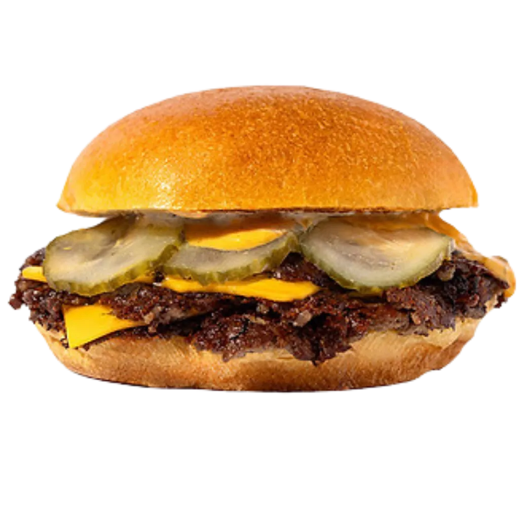 M Burger with pickles